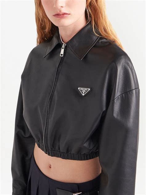 prada women's leather jackets|black prada puffer jacket cropped.